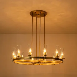 (OpenBox) 12-Light Clear Glass Shade Wagon Wheel Chandelier