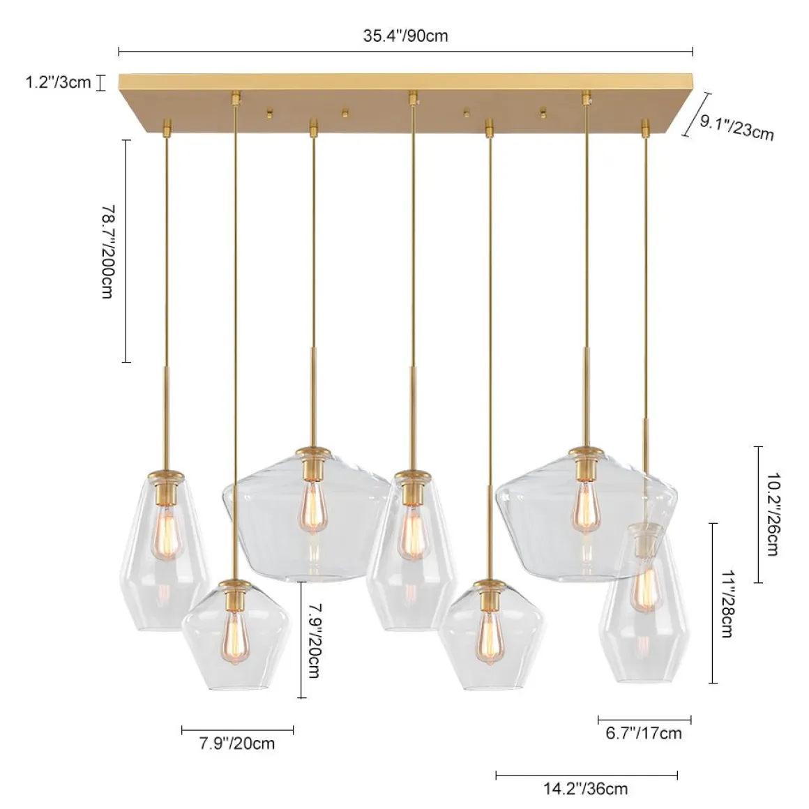 (OpenBox) 7-light Cluster Kitchen Island Pendant Lighting