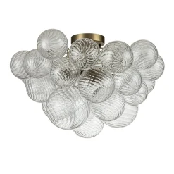 (OpenBox) 3-Light Cluster Ribbed Glass Bubble Semi Flush Chandelier