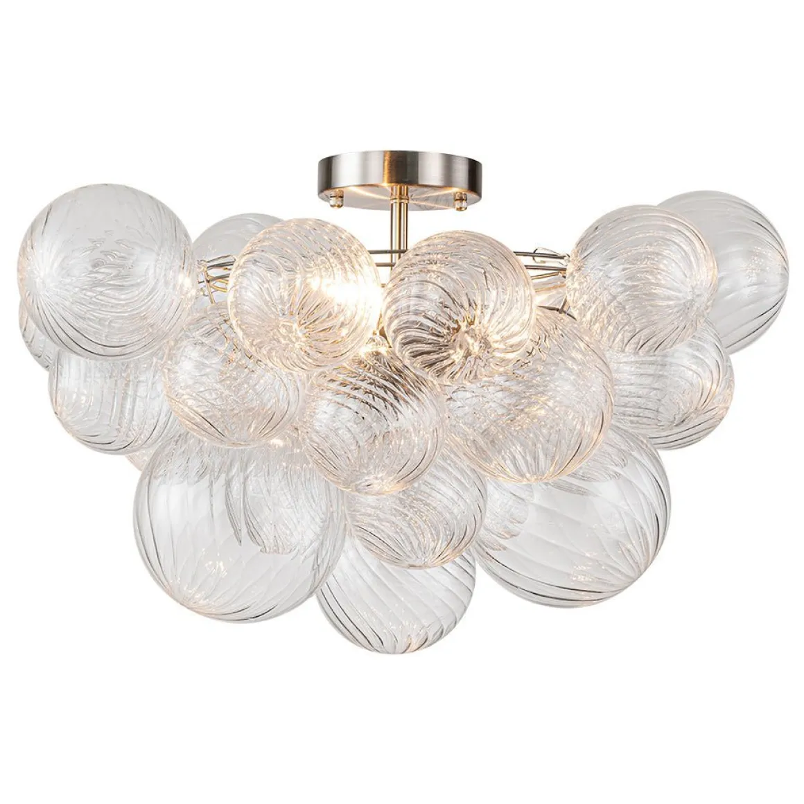 (OpenBox) 3-Light Cluster Ribbed Glass Bubble Semi Flush Chandelier