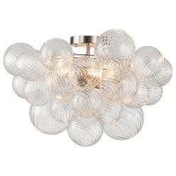 (OpenBox) 3-Light Cluster Ribbed Glass Bubble Semi Flush Chandelier
