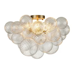 (OpenBox) 3-Light Cluster Ribbed Glass Bubble Semi Flush Chandelier