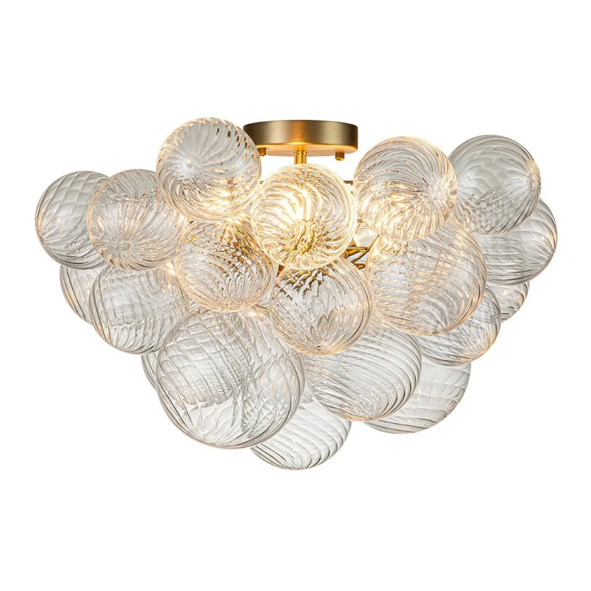 (OpenBox) 3-Light Cluster Ribbed Glass Bubble Semi Flush Chandelier