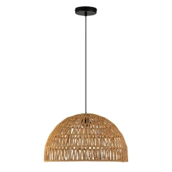 (OpenBox) 1-Light Coastal Bohemian Woven Rope Dome Pendant