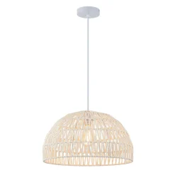 (OpenBox) 1-Light Coastal Bohemian Woven Rope Dome Pendant
