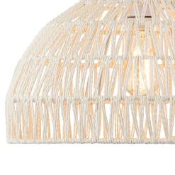 (OpenBox) 1-Light Coastal Bohemian Woven Rope Dome Pendant