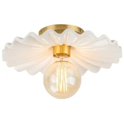 (OpenBox) 1-Light Creamy Ceramic Shade Semi Flush Mount