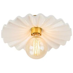 (OpenBox) 1-Light Creamy Ceramic Shade Semi Flush Mount