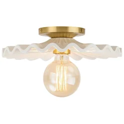 (OpenBox) 1-Light Creamy Ceramic Shade Semi Flush Mount