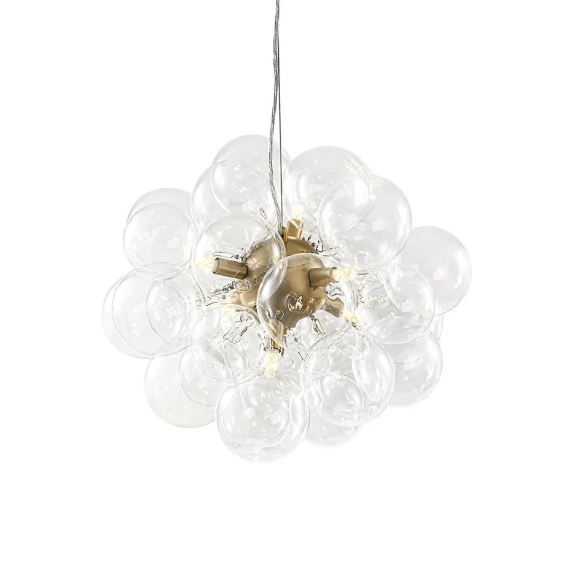 (OpenBox) 6-Light Dimmable Brass Cluster Clear Glass Bubble Sphere Chandelier