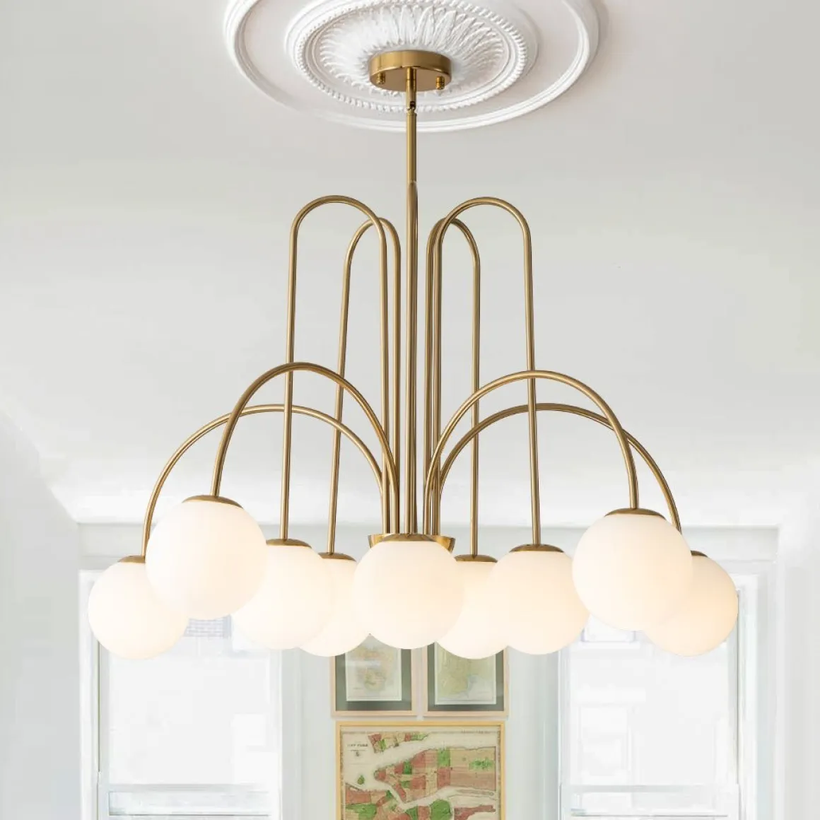 (OpenBox) 10-Light Frosted Glass Globe Bubble Chandelier