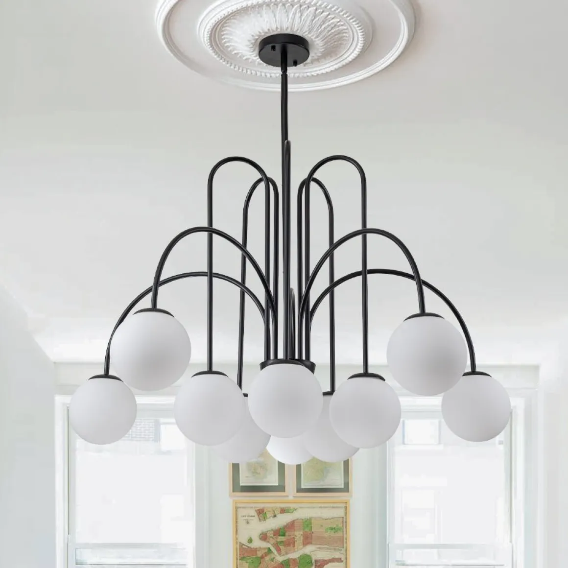 (OpenBox) 10-Light Frosted Glass Globe Bubble Chandelier