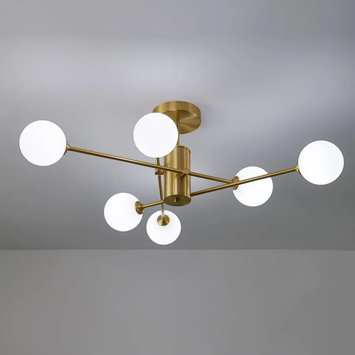 (OpenBox) 6-Light Opal Glass Globe Linear Sputnik Semi Flush
