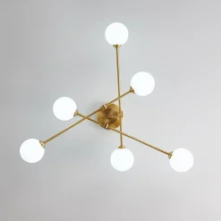 (OpenBox) 6-Light Opal Glass Globe Linear Sputnik Semi Flush