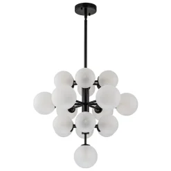(OpenBox) Mid-Century Frosted Glass Bubble Tiered Sputnik Chandelier