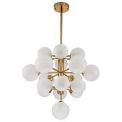 (OpenBox) Mid-Century Frosted Glass Bubble Tiered Sputnik Chandelier