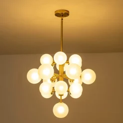 (OpenBox) Mid-Century Frosted Glass Bubble Tiered Sputnik Chandelier