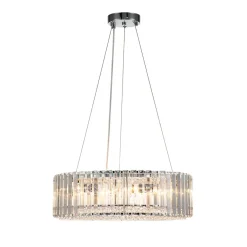 (OpenBox) Modern Chrome Round Drum Crystal Chandelier