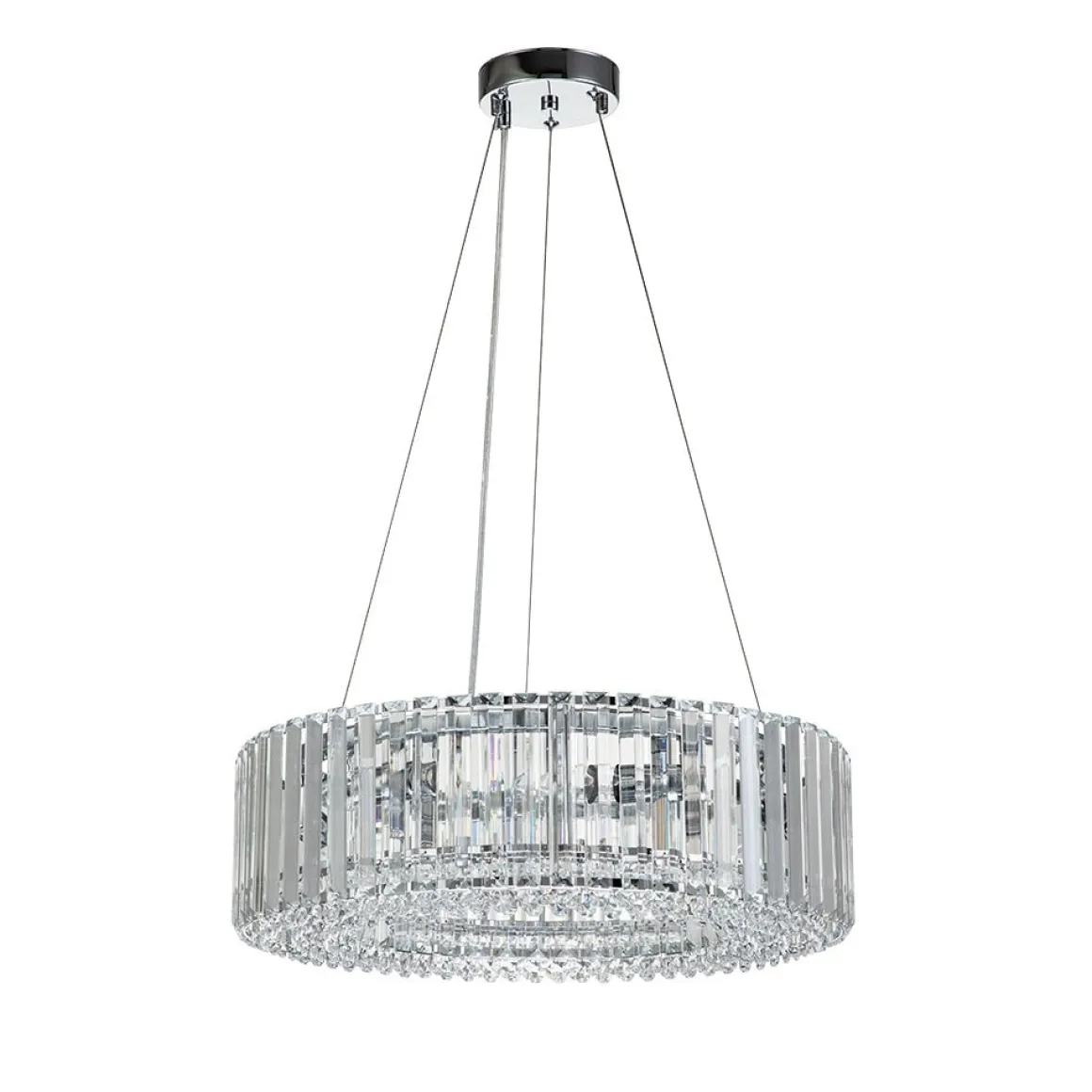 (OpenBox) Modern Chrome Round Drum Crystal Chandelier