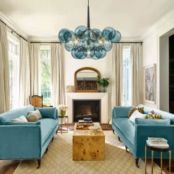 (OpenBox) Modern Cluster Blue Glass Globe Bubble Chandelier