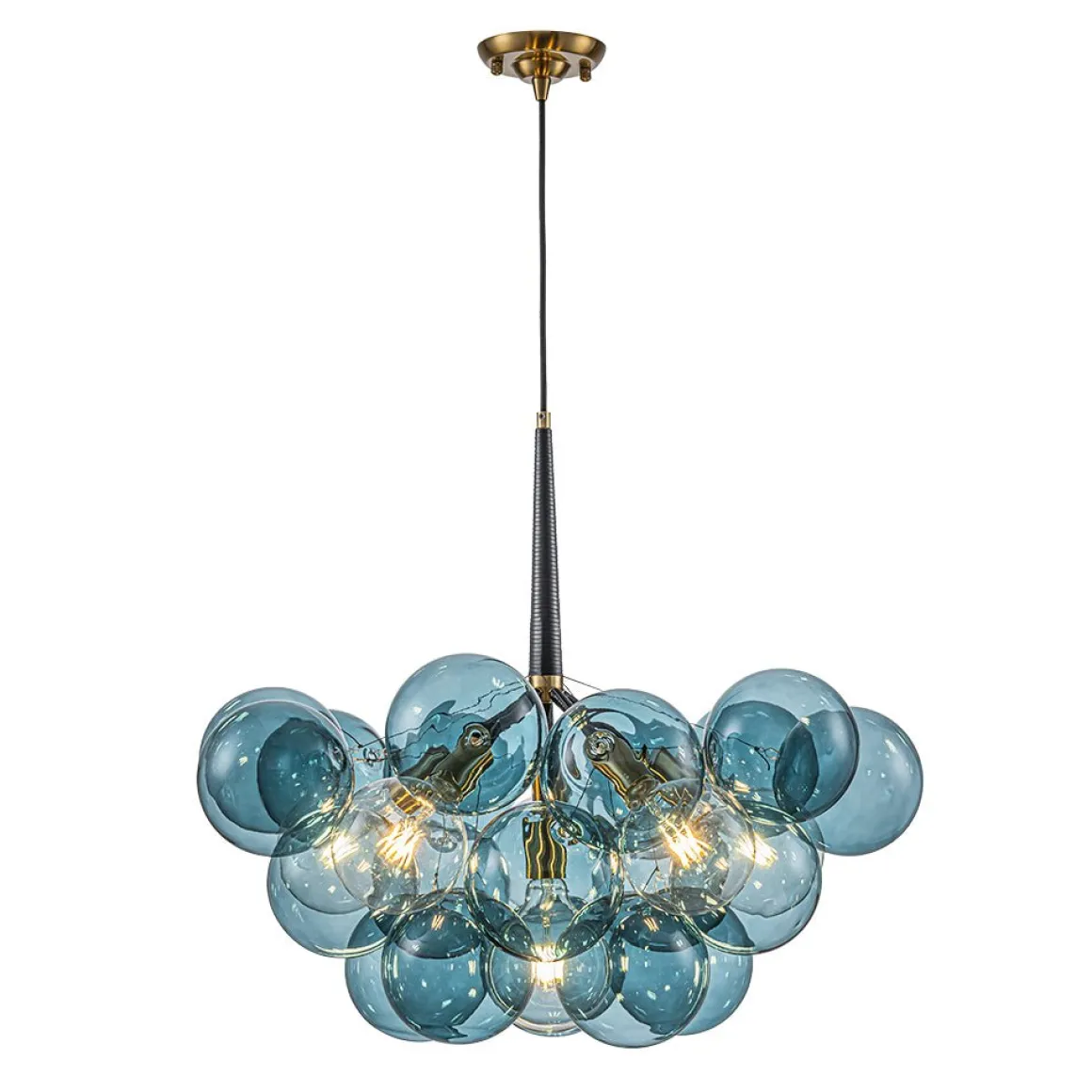 (OpenBox) Modern Cluster Blue Glass Globe Bubble Chandelier