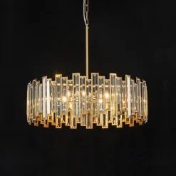 (OpenBox) Modern Glam Brass 6-Light Crystal Drum Cage Chandelier