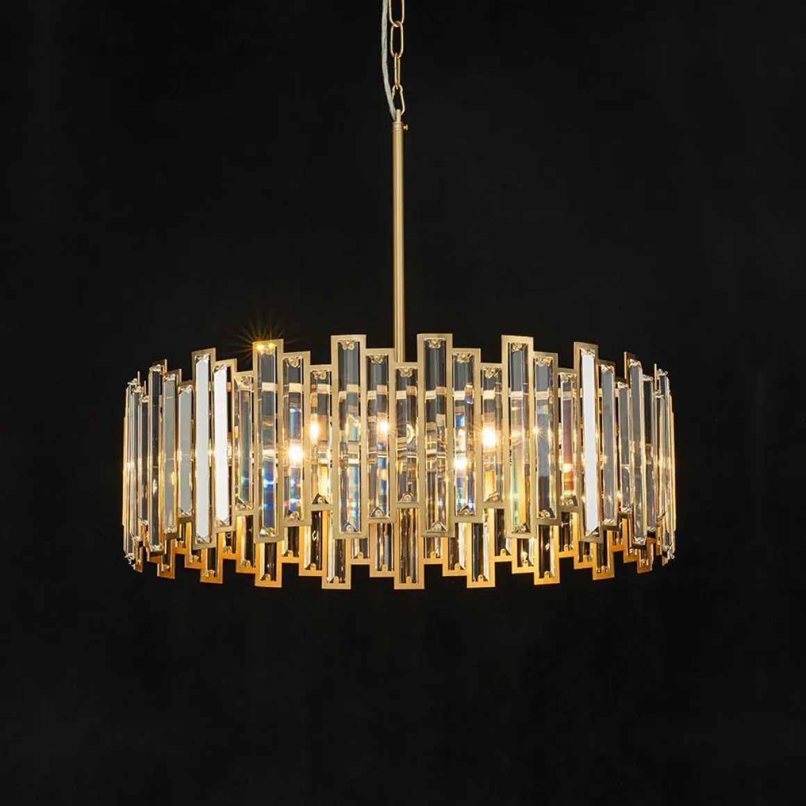 (OpenBox) Modern Glam Brass 6-Light Crystal Drum Cage Chandelier