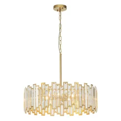 (OpenBox) Modern Glam Brass 6-Light Crystal Drum Cage Chandelier