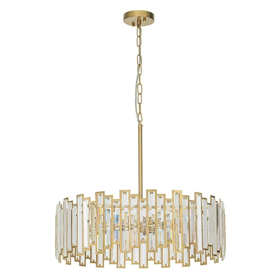 (OpenBox) Modern Glam Brass 6-Light Crystal Drum Cage Chandelier
