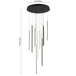 (OpenBox) Modern 12-Light Black Cluster Tube LED Pendant Light