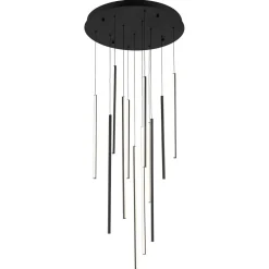 (OpenBox) Modern 12-Light Black Cluster Tube LED Pendant Light