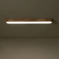 (OpenBox) Natural Wood Long Oval Dimmable LED Flush Mount