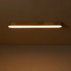 (OpenBox) Natural Wood Long Oval Dimmable LED Flush Mount
