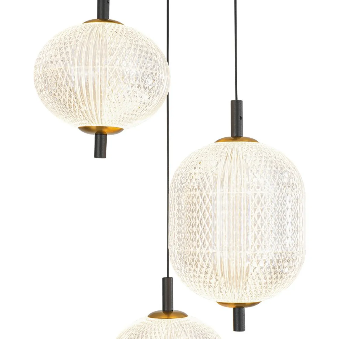(OpenBox) Prismatic Glass Dimmable LED 3-Light Cluster Round Pendant