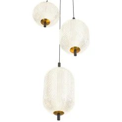 (OpenBox) Prismatic Glass Dimmable LED 3-Light Cluster Round Pendant