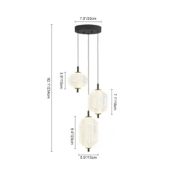 (OpenBox) Prismatic Glass Dimmable LED 3-Light Cluster Round Pendant
