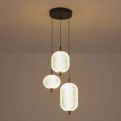 (OpenBox) Prismatic Glass Dimmable LED 3-Light Cluster Round Pendant