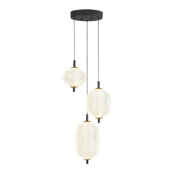 (OpenBox) Prismatic Glass Dimmable LED 3-Light Cluster Round Pendant