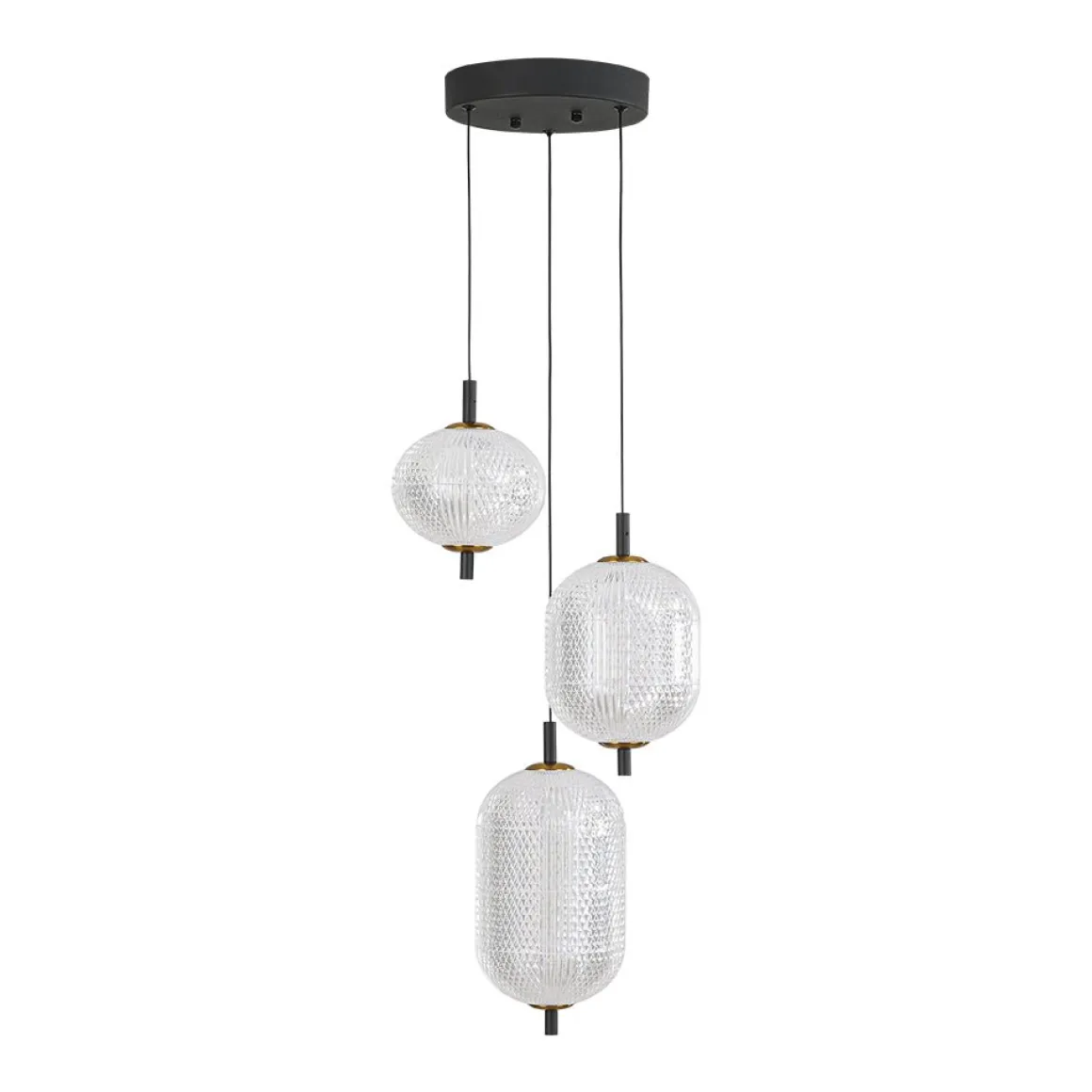 (OpenBox) Prismatic Glass Dimmable LED 3-Light Cluster Round Pendant