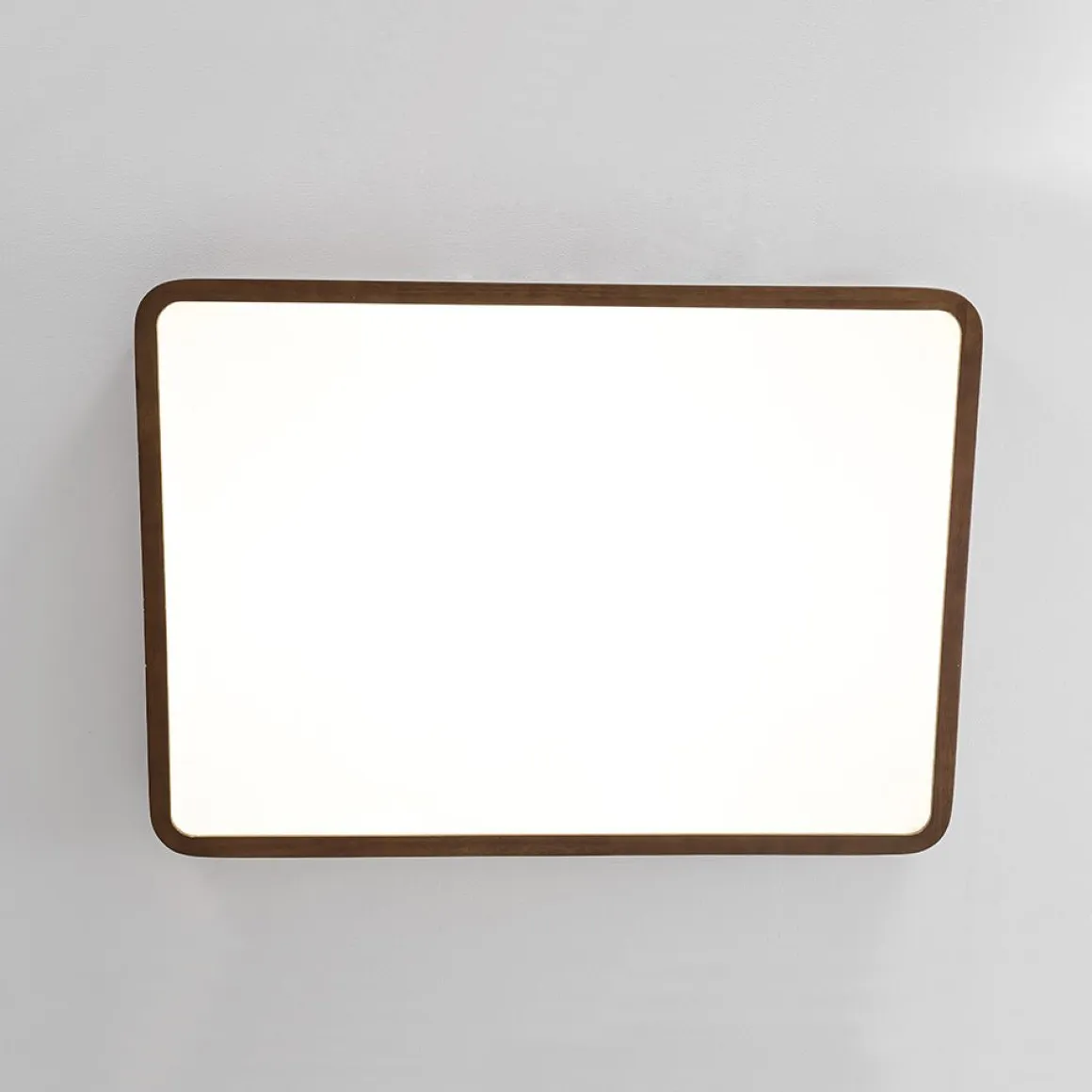 (OpenBox) Rectangle Walnut Dimmable LED Flush Mount Ceiling Light