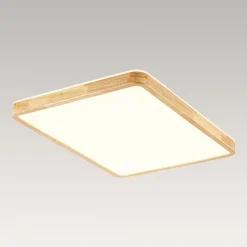 (OpenBox) Rectangle Wood Dimmable LED Flush Mount Light