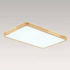 (OpenBox) Rectangle Wood Dimmable LED Flush Mount Light