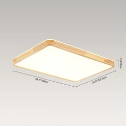 (OpenBox) Rectangle Wood Dimmable LED Flush Mount Light