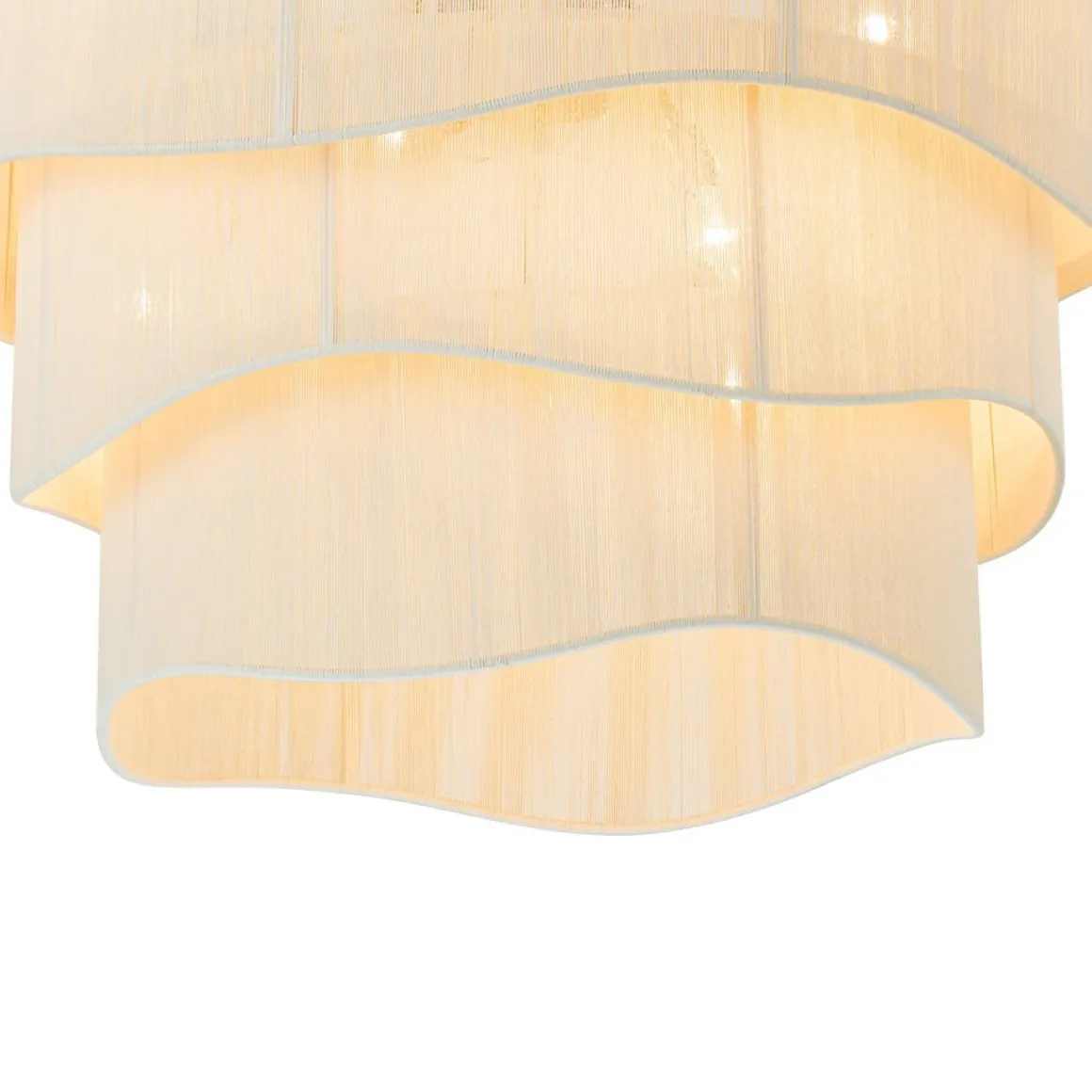 (OpenBox) 3-Tier Beige Woven Thread Drum Pendant Light