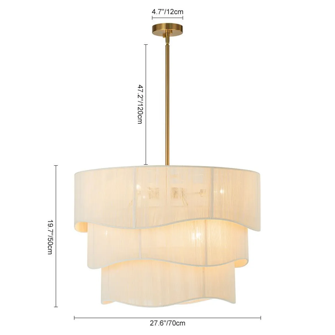 (OpenBox) 3-Tier Beige Woven Thread Drum Pendant Light