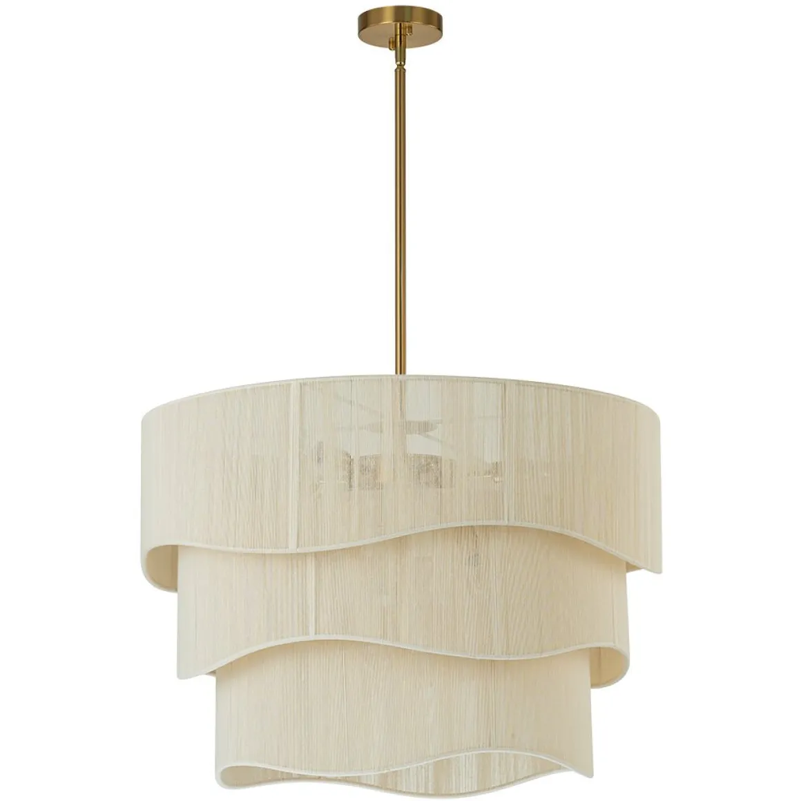 (OpenBox) 3-Tier Beige Woven Thread Drum Pendant Light