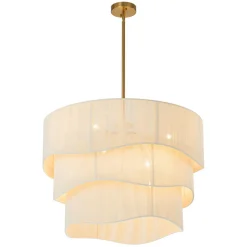 (OpenBox) 3-Tier Beige Woven Thread Drum Pendant Light
