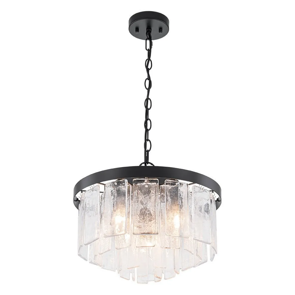 (OpenBox) Tiered Hammered Water Glass Round Semi Flush Mount