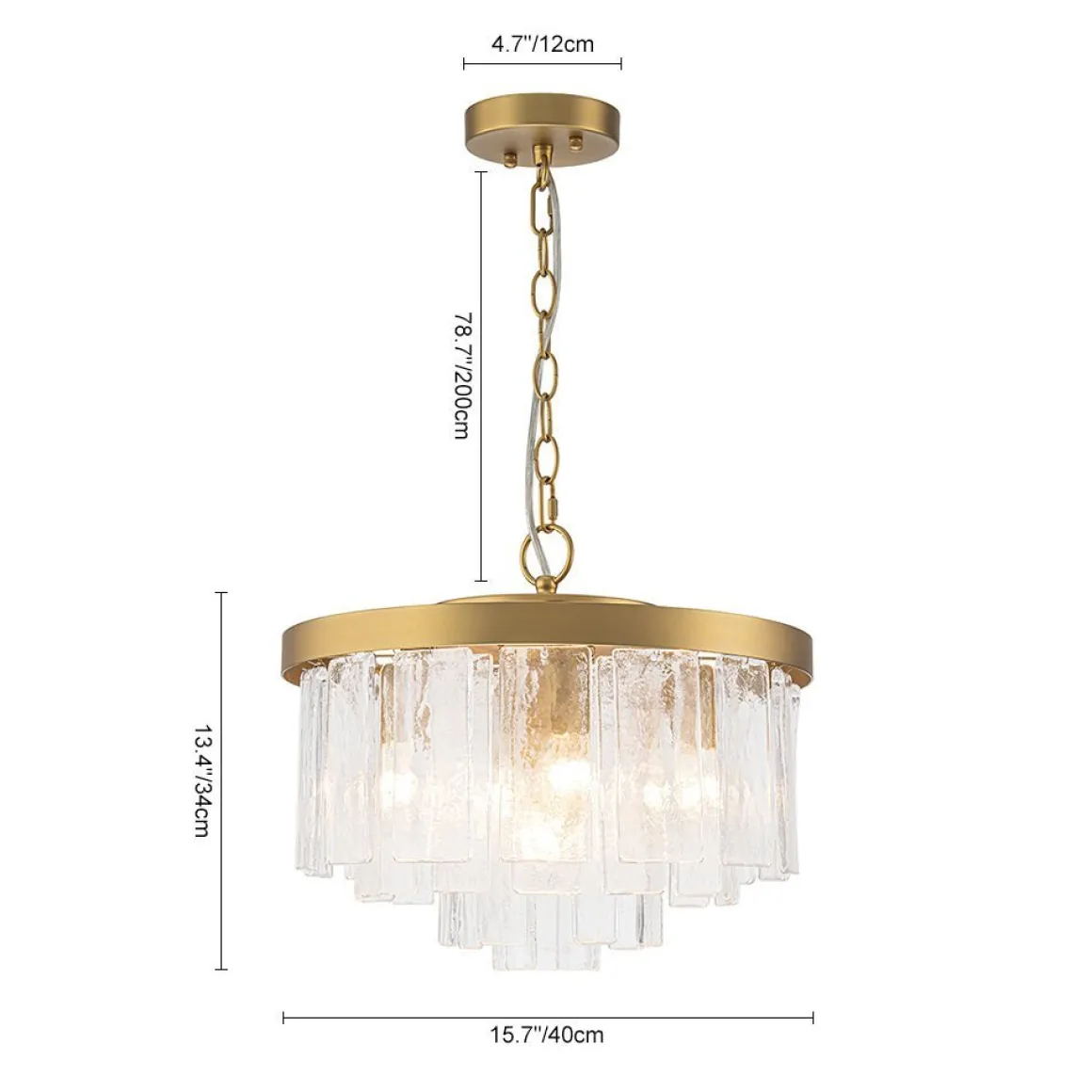 (OpenBox) Tiered Hammered Water Glass Round Semi Flush Mount