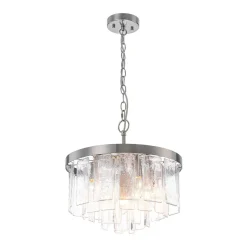 (OpenBox) Tiered Hammered Water Glass Round Semi Flush Mount